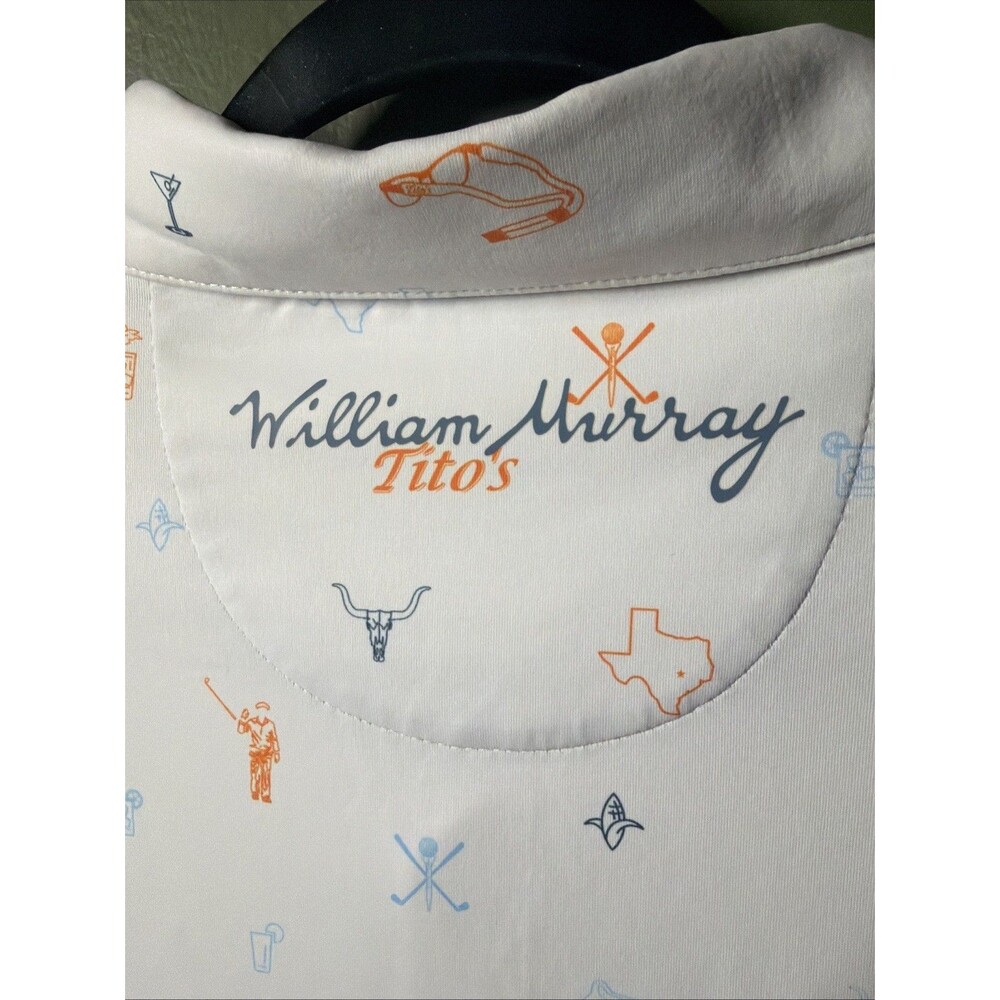 NWT William Murray Polo Shirt Men Large White Tito's Vodka Recipe For Success - Picture 6 of 6